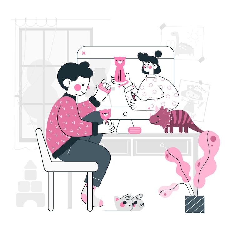 무료 Vector 가정 개념 그림에서 공부하는 아이