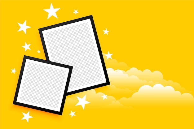 Free vector kids style photo frames with cloud and stars