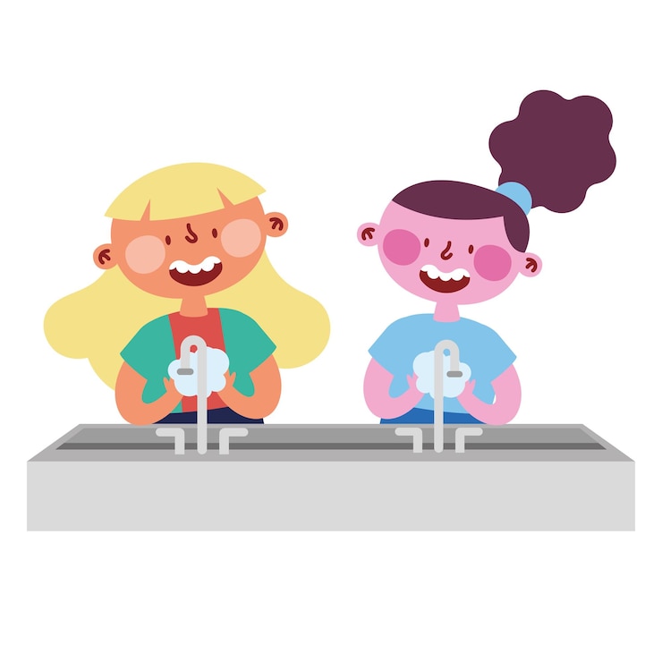 Free Vector kids washing hands