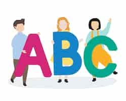 Free vector kids with the abc letters