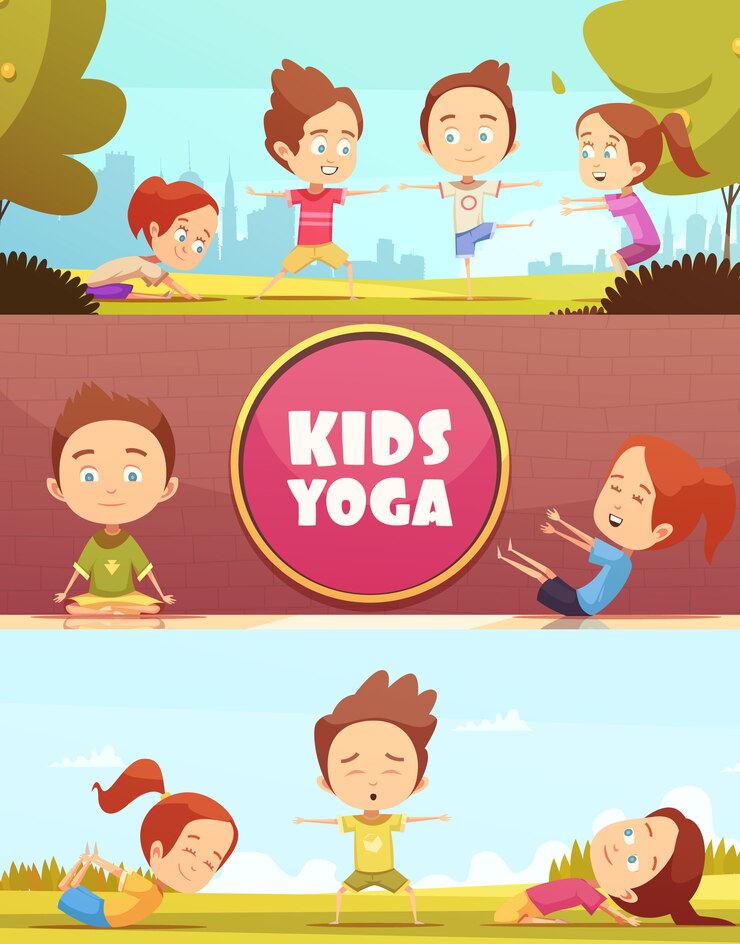 Free Vector kids yoga horizontal banners