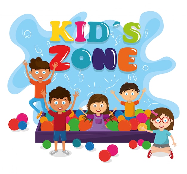 Free vector kids zone children entertaiment cartoons