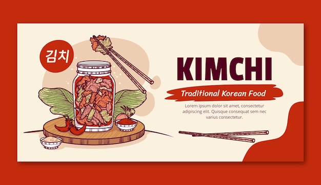 Vettore gratuito disegno della bandiera di kimchi