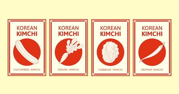 Vettore gratuito set di carte kimchi