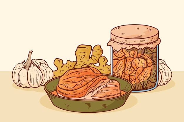 Free vector kimchi food illustration