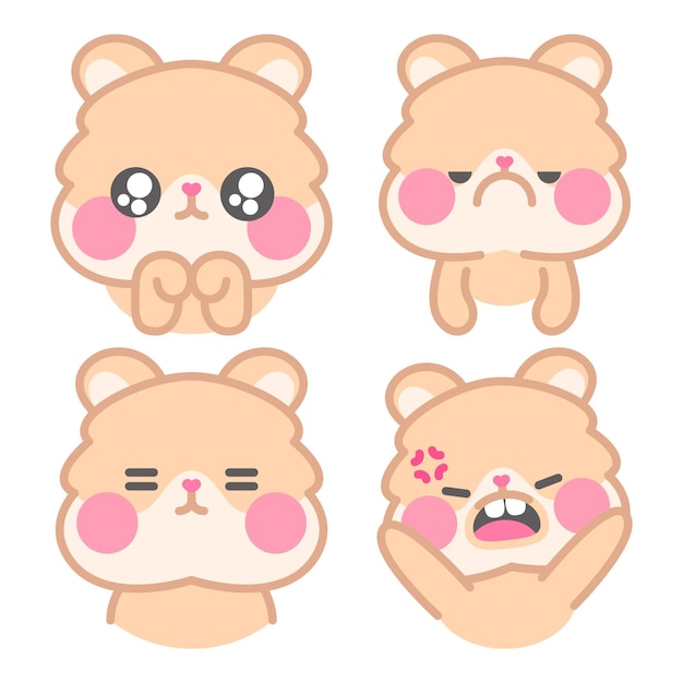 Free vector kimchi the hamster emotion stickers