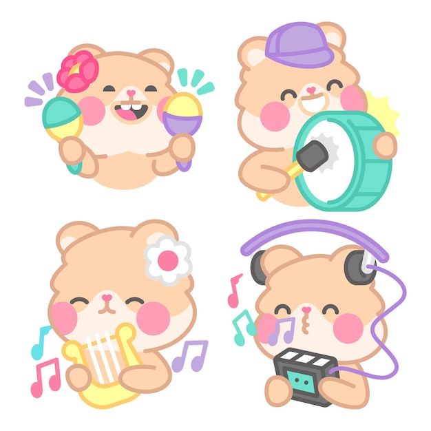 Free vector kimchi the hamster music and dance stickers