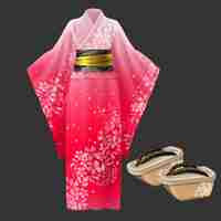 Free vector kimono and geta, yukata japanese woman dress.