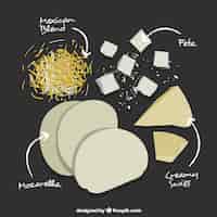 Бесплатное векторное изображение Вид набора сыра