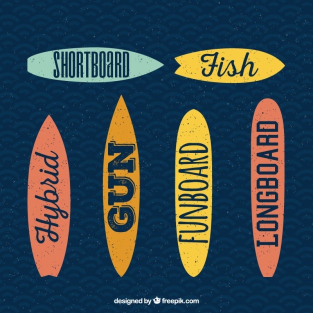 Free vector kind of surfboards