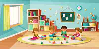 Free vector kindergarten cartoon background