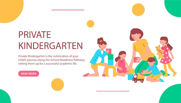 Free vector kindergarten horizontal banner