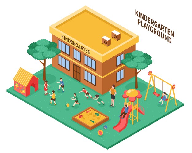 Kindergarten Isometric Composition 