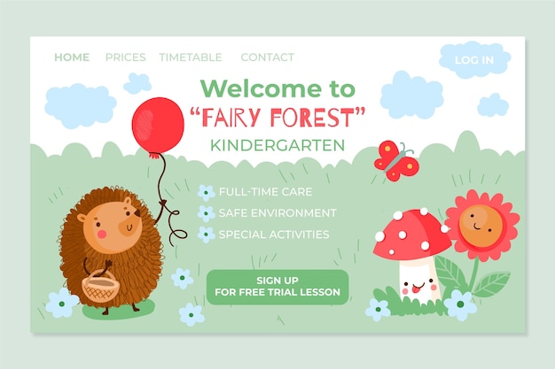 Kindergarten landing page