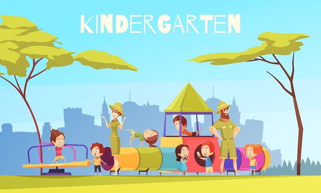 Бесплатное векторное изображение Состав детского сада