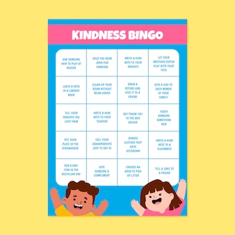 Kindness bingo card worksheet