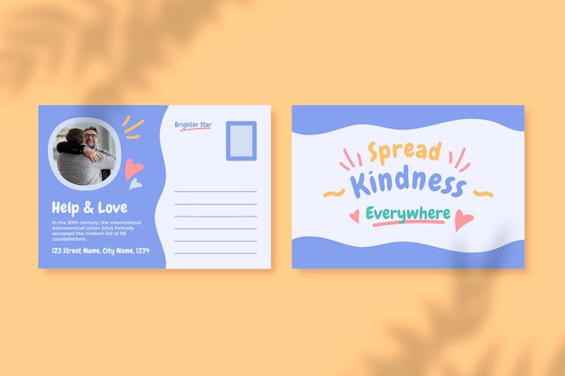 Kindness postcard template design