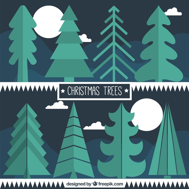 Free vector kinds christmas trees pack
