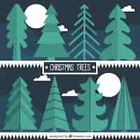 Free vector kinds christmas trees pack