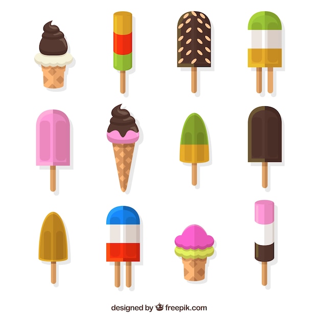 Kinds of delicious ice-creams