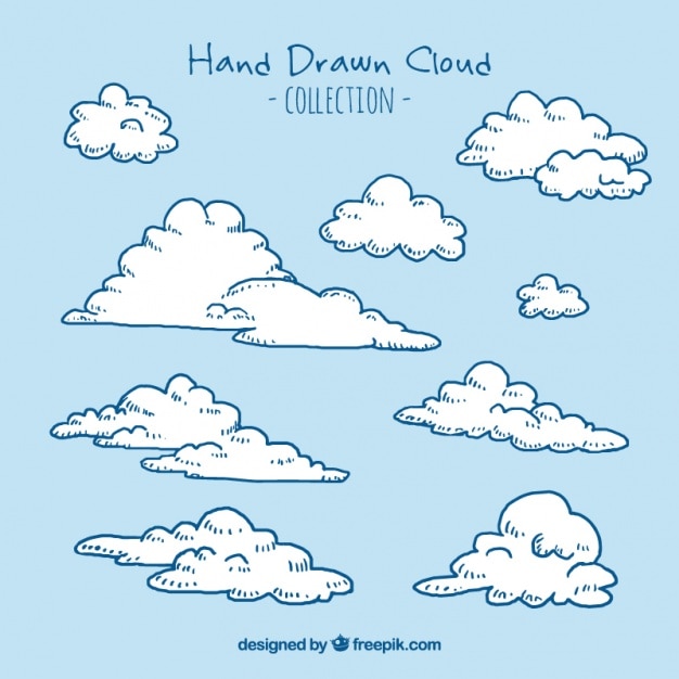 Free vector kinds of hand drawn clouds