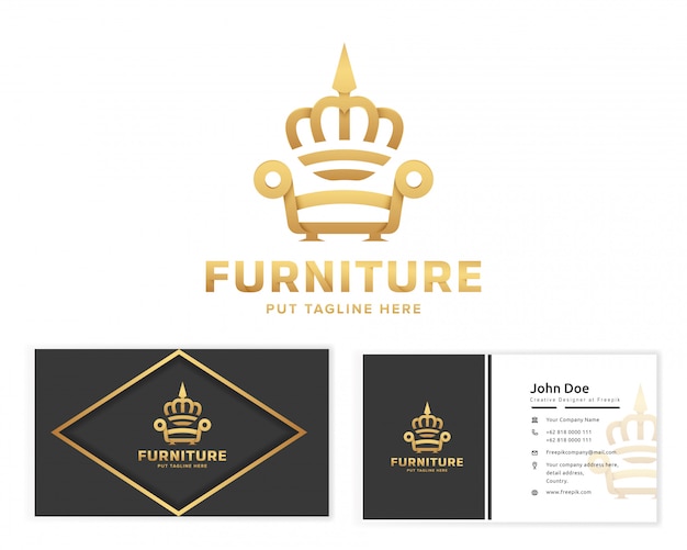 Download Free King Furniture Logo With Stationery Business Card Premium Vector Use our free logo maker to create a logo and build your brand. Put your logo on business cards, promotional products, or your website for brand visibility.