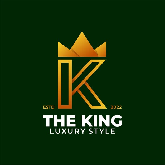 王冠の豪華なロゴが付いた王または文字k
