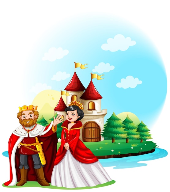 Cartoon style of king and queen Royalty Free Vector Image