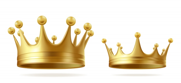 King or queen golden crowns