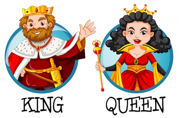 Free Vector  King and queen on round badges