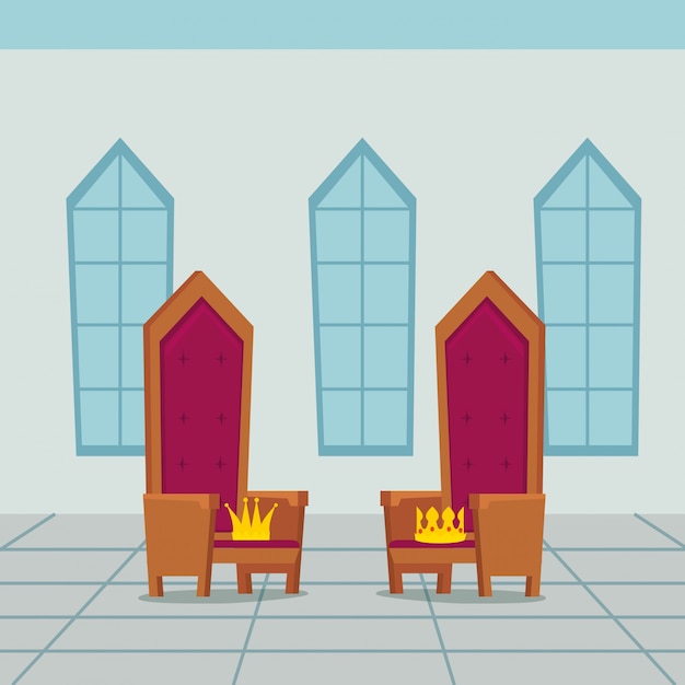 Vettore gratuito sedia kings nel castello al coperto