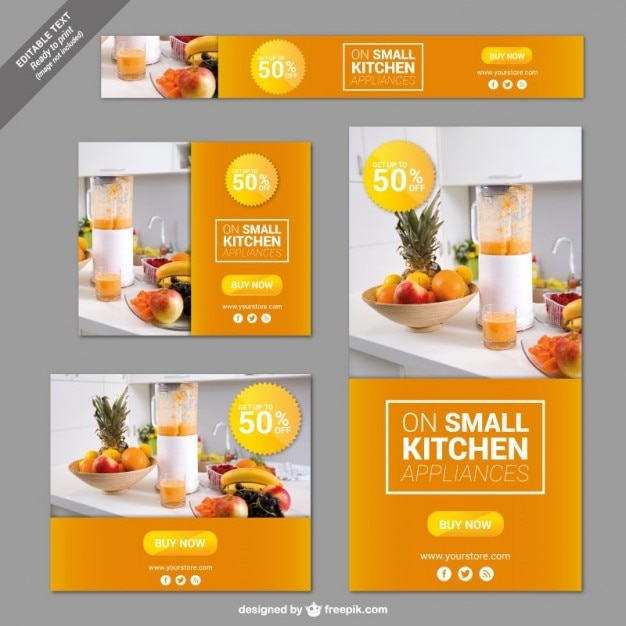 Free vector kitchen appliances banners