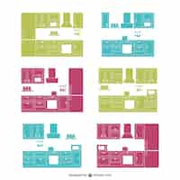 Free vector kitchen design silhouettes collection