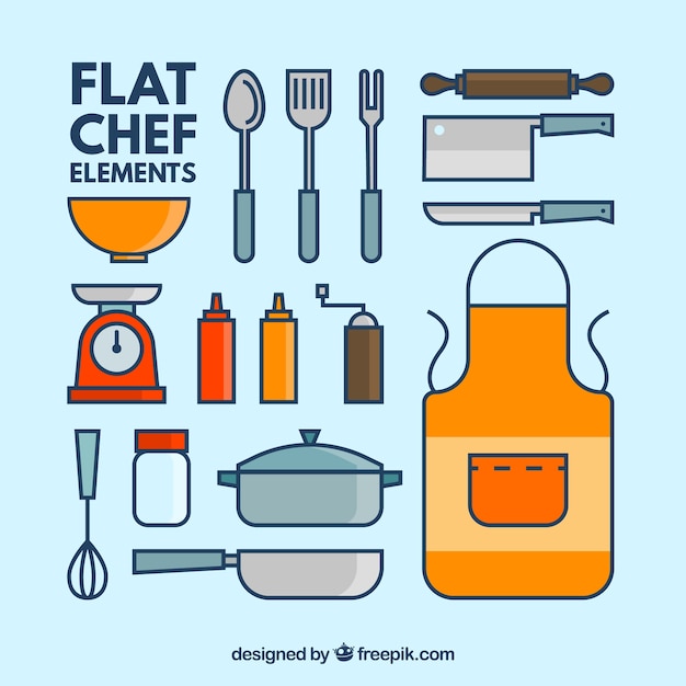 Бесплатное векторное изображение Коллекция элементов кухни