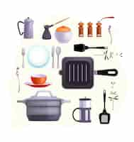 Free vector kitchen equipment icons