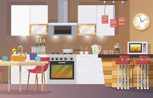 Free vector kitchen interior flat