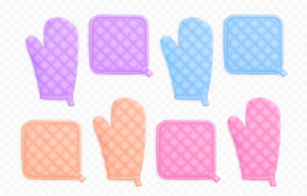 Free vector kitchen mittens and potholders oven mitts