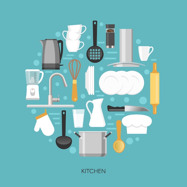 Free vector kitchen round composition