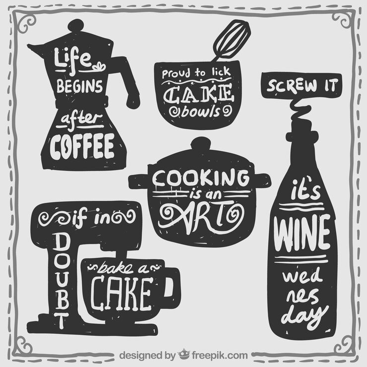 Free Vector kitchen stuff with lettering