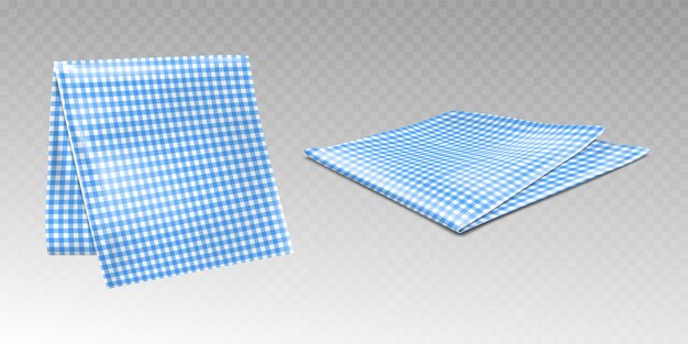 체크 무늬 파란색과 흰색 패턴의 주방 수건 또는 식탁보