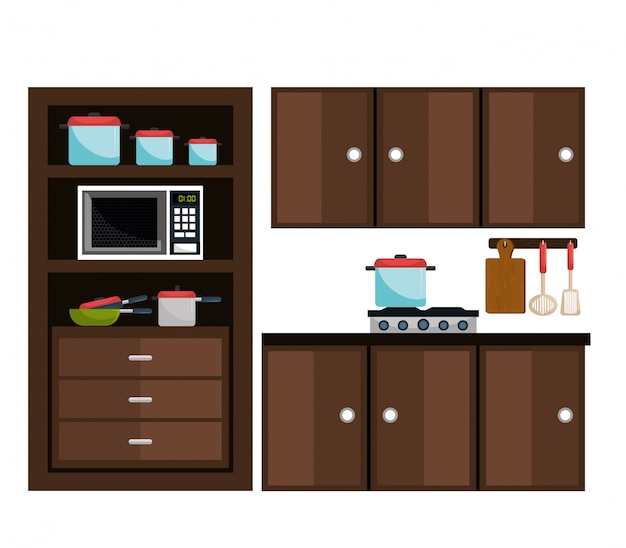 Бесплатное векторное изображение Кухонная утварь и посуда