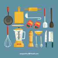 Бесплатное векторное изображение Коллекция кухонной утвари