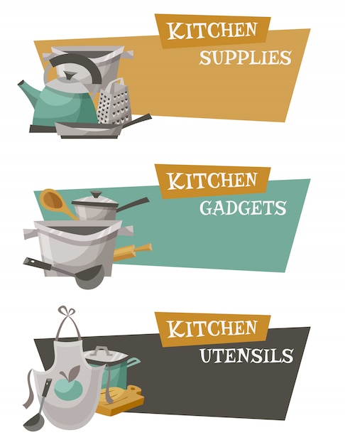 Бесплатное векторное изображение Набор иконок кухонной утвари