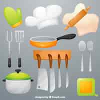 Бесплатное векторное изображение Установлена ​​кухонная утварь