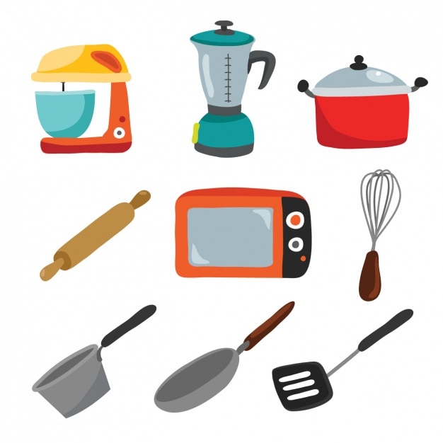 Бесплатное векторное изображение Дизайн кухонные принадлежности