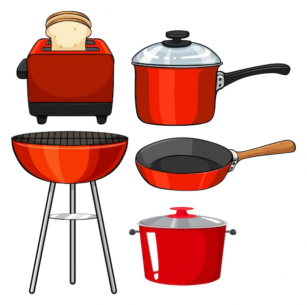 Free vector kitchenware in red color illustration