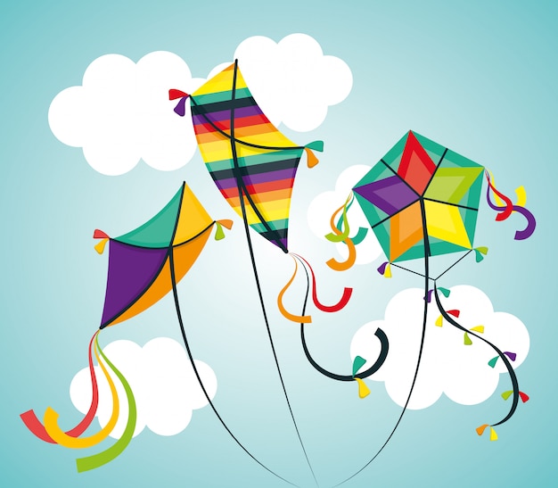 Free vector kite and childhood design.