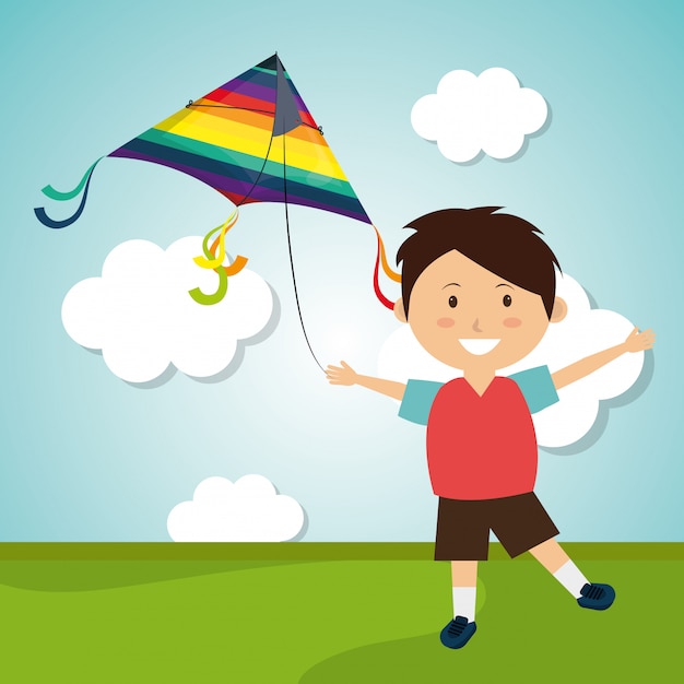 Free vector kite flying in cloudscapes