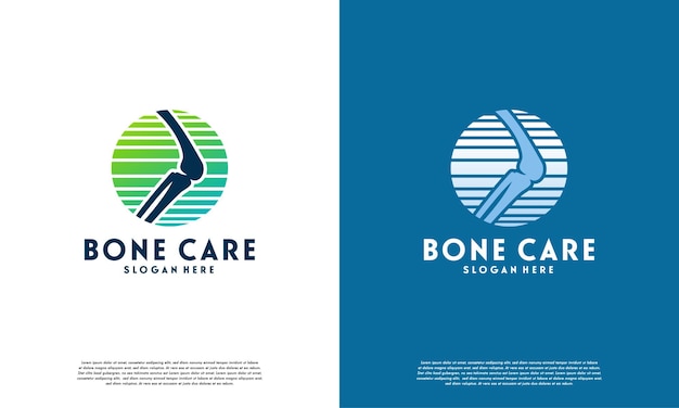 Knee bone logo designs concept, knee care logo template, health bone logo symbol icon