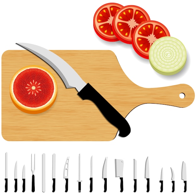 Бесплатное векторное изображение Фон для коллекции ножей